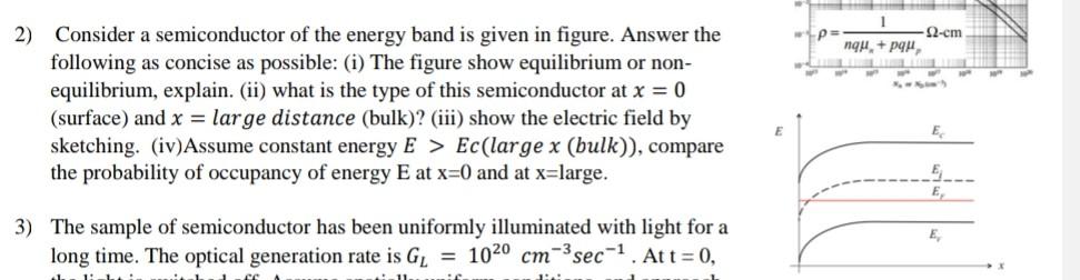 Solved 2) Consider a semiconductor of the energy band is | Chegg.com