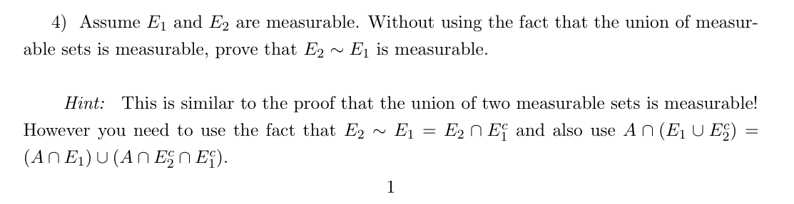 Solved Assume E1 ﻿and E2 ﻿are measurable. Without using the | Chegg.com