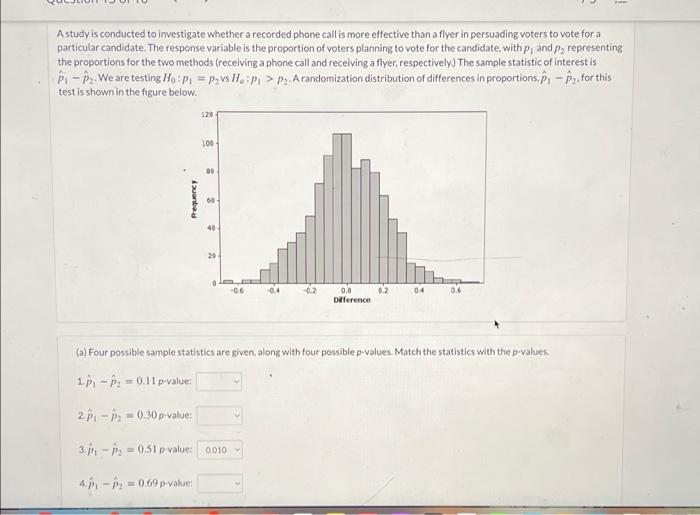 Solved i A study is conducted to investigate whether a | Chegg.com