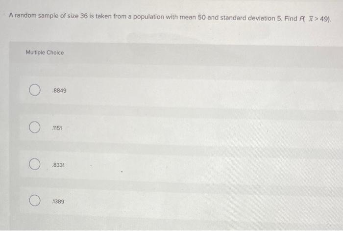 Solved A random sample of size 36 is taken from a population | Chegg.com