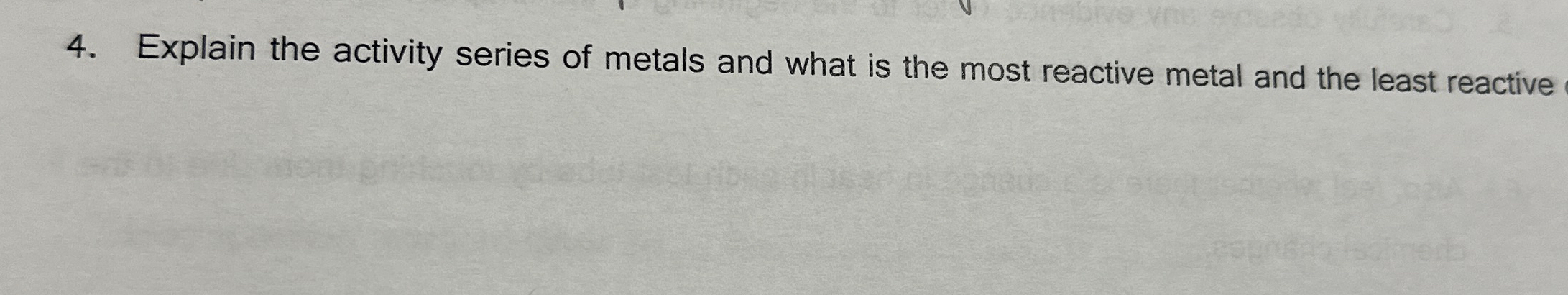 Solved Explain the activity series of metals and what is the | Chegg.com