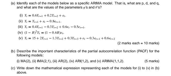 Solved (a) Identify each of the models below as a specific | Chegg.com