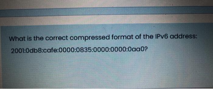 Solved What is the correct compressed format of the IPv6 | Chegg.com