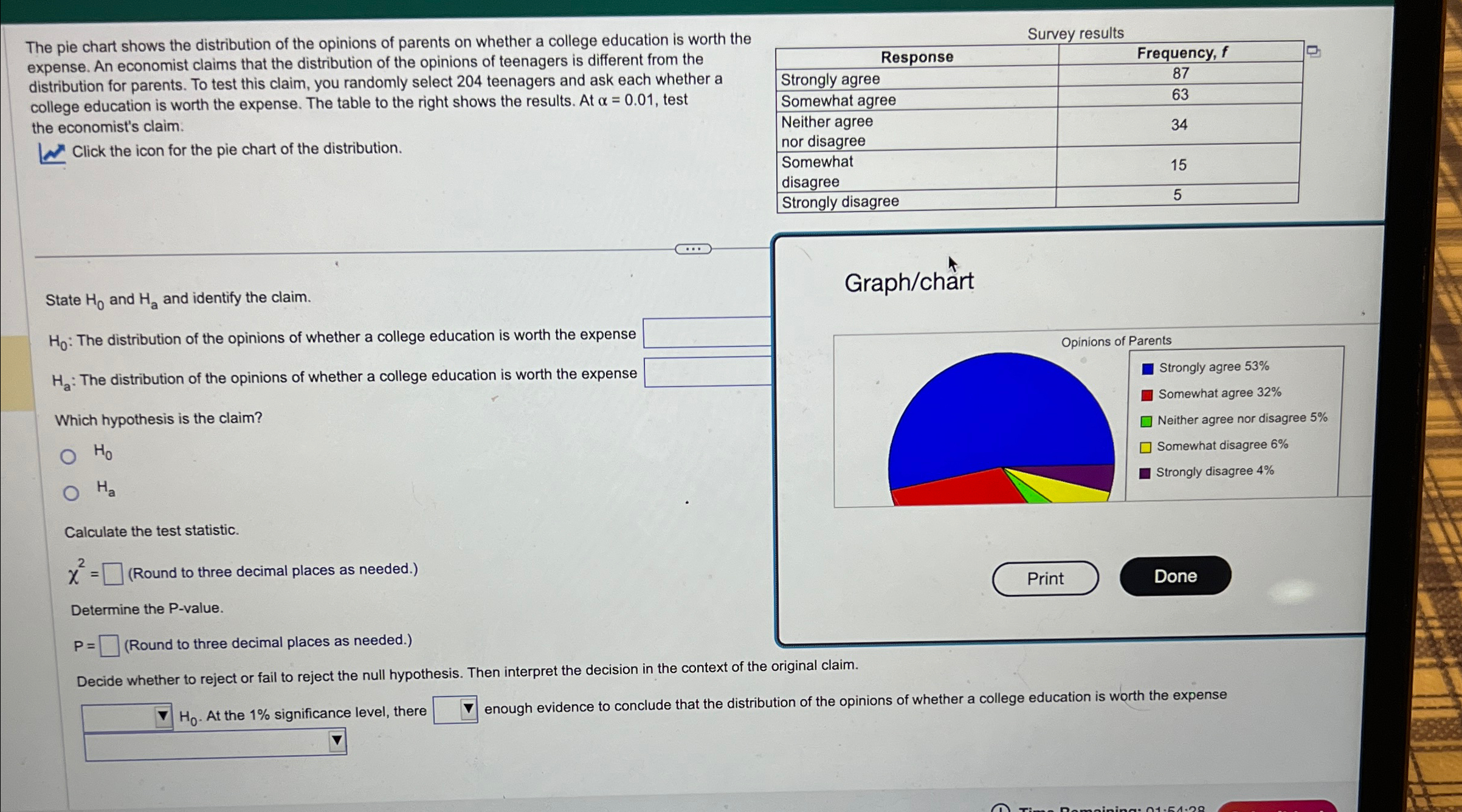 Solved The pie chart shows the distribution of the opinions | Chegg.com
