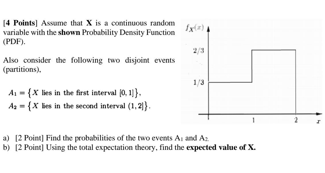 Solved [4 Points] Assume that X is a continuous random | Chegg.com