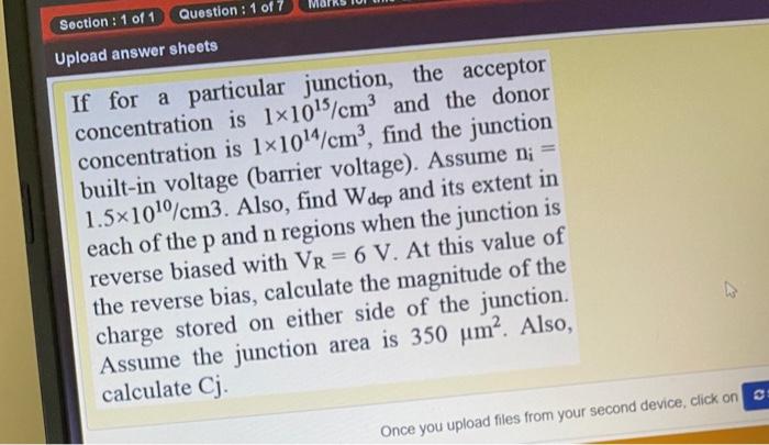 Solved Section : 1 Of 1 Question : 1 Of 7 Upload Answer | Chegg.com