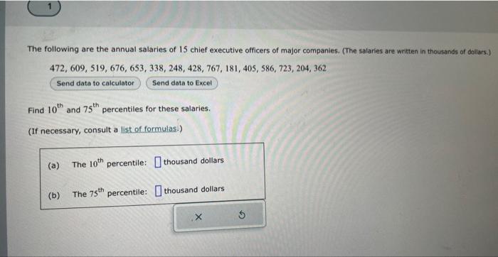 Solved The following are the annual salaries of 15 chief | Chegg.com
