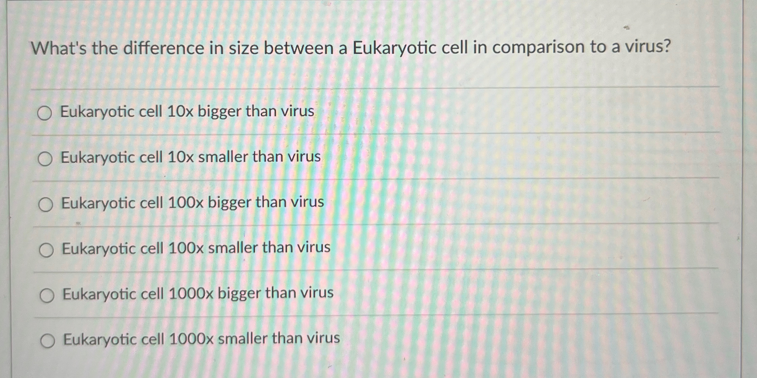 Solved What's the difference in size between a Eukaryotic | Chegg.com