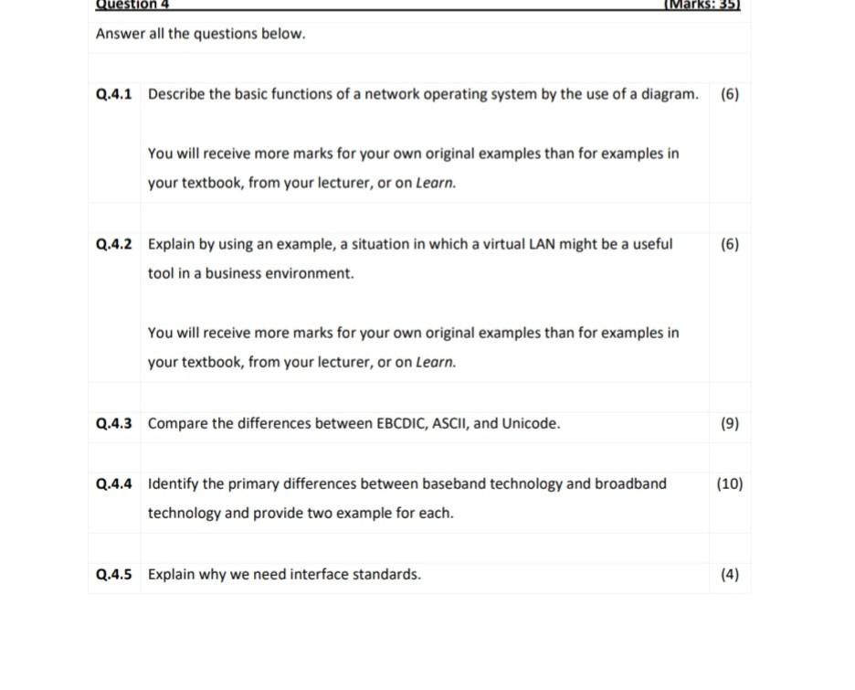 Solved Question 4 Answer All The Questions Below. Q.4.1 | Chegg.com