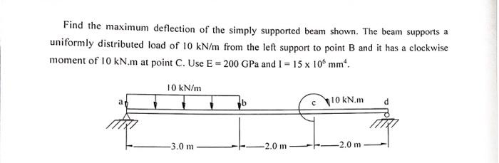 Solved Find the maximum deflection of the simply supported | Chegg.com