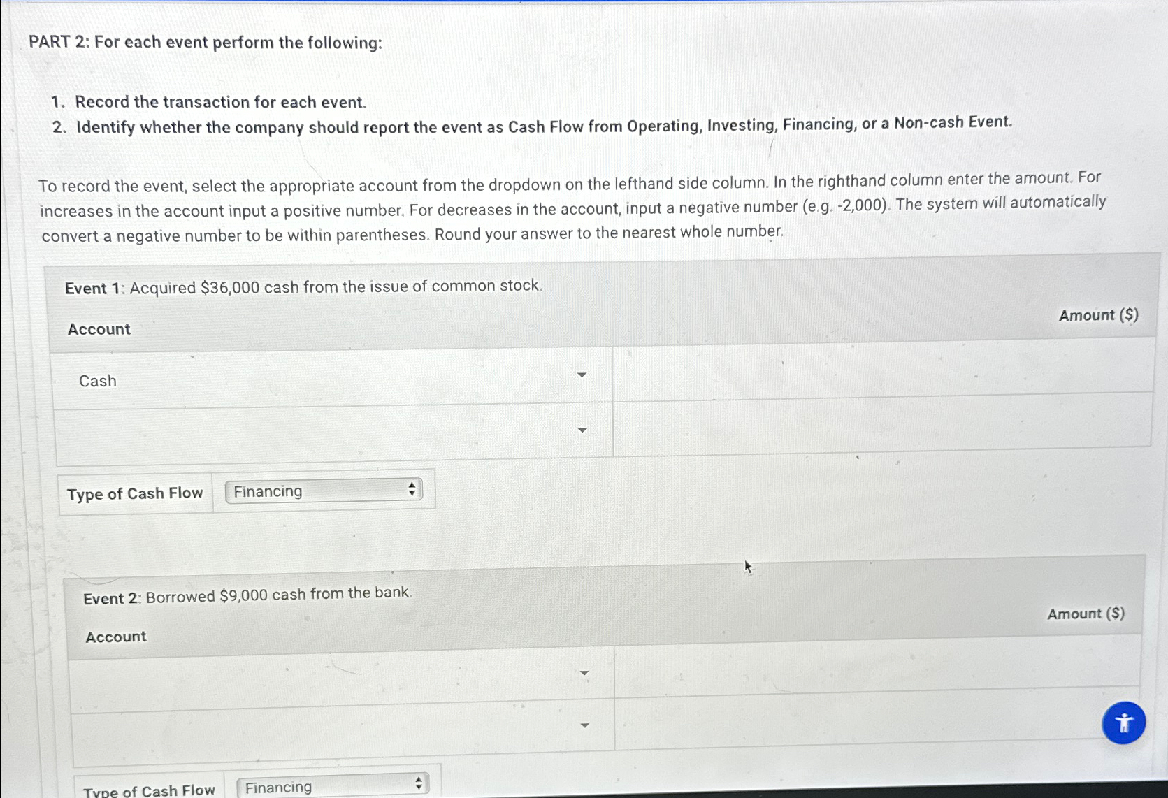 Solved PART 2: For each event perform the following:Record | Chegg.com
