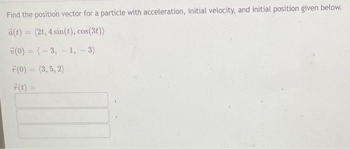 Solved Find the position vector for a particle with | Chegg.com