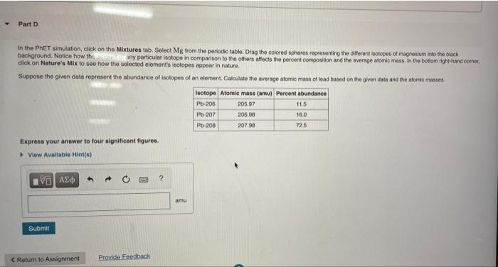 Solved Part D In The Phet Simulation Click On The Mixtures