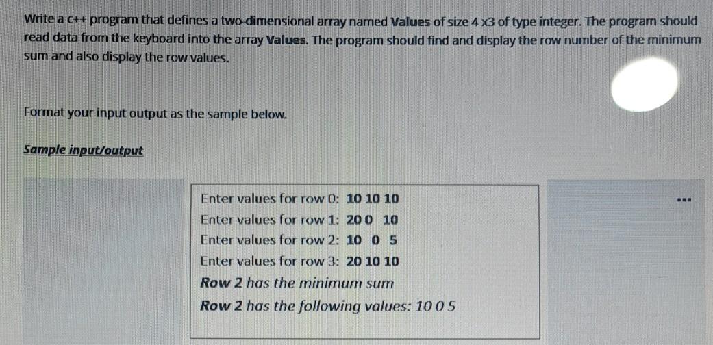 Solved Write a C++ program that defines a two dimensional | Chegg.com