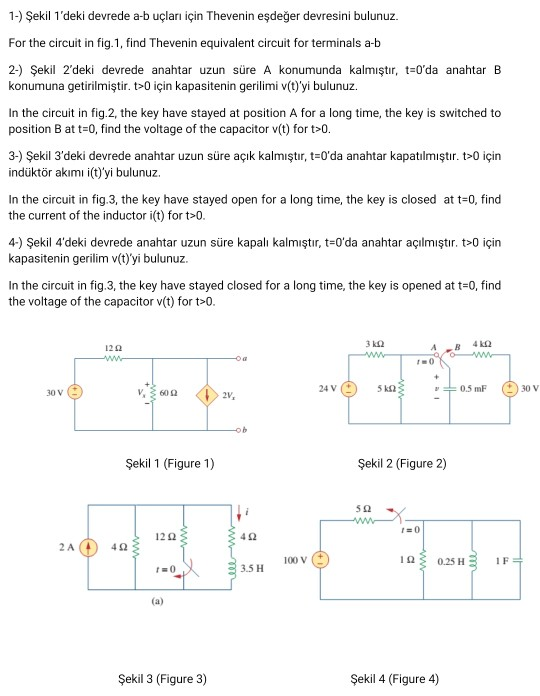 Solved 1-) Şekil 1'deki Devrede A-b Uçları Için Thevenin | Chegg.com