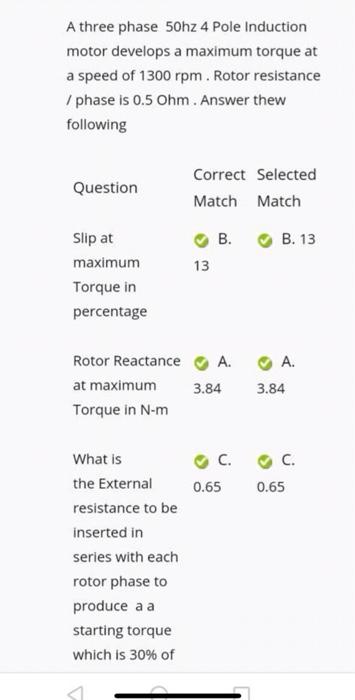 Solved A three phase 50hz 4 Pole Induction motor develops a | Chegg.com