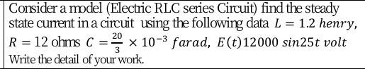 Solved Consider a model (Electric RLC series Circuit) find | Chegg.com