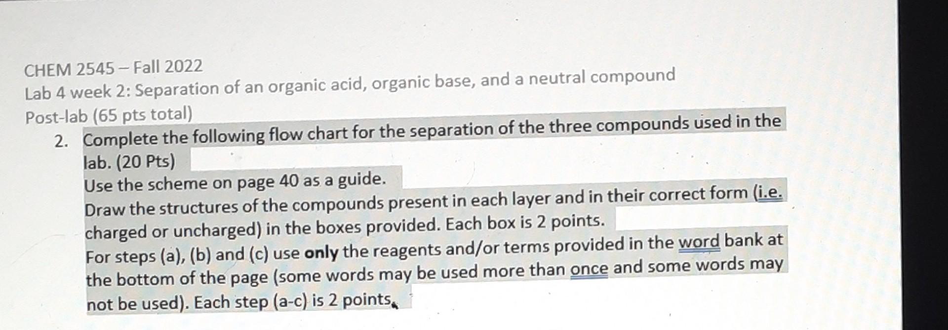 Solved CHEM 2545-Fall 2022 Lab 4 week 2: Separation of an | Chegg.com
