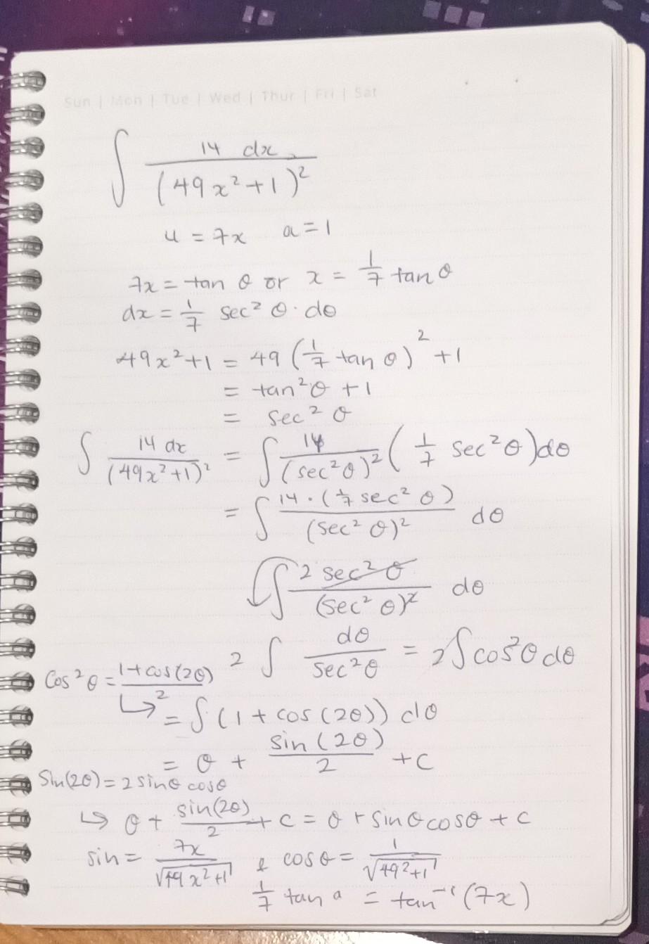 Solved use appropriate substitution and then a trig | Chegg.com