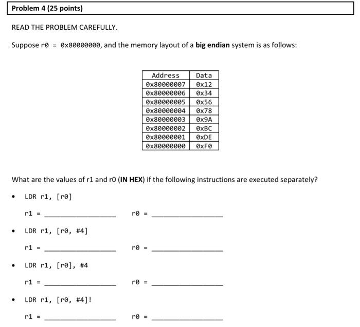 Solved Problem 4 (25 points) READ THE PROBLEM CAREFULLY. | Chegg.com