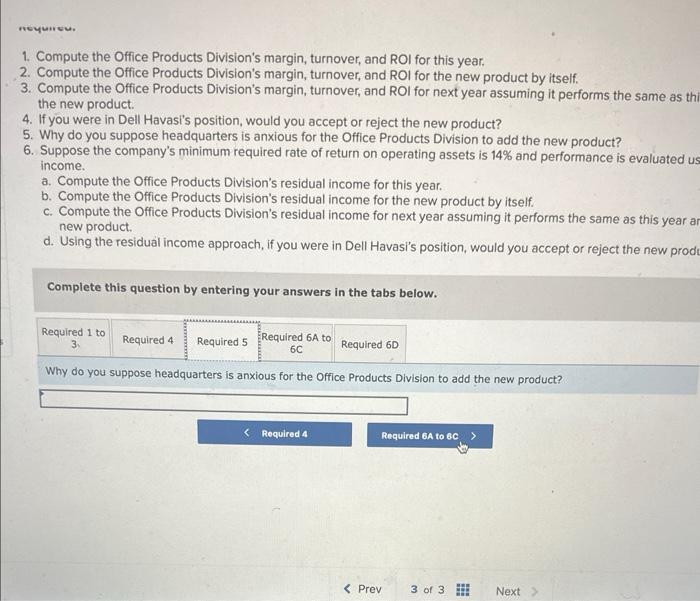 Solved 1 Compute The Office Products Divisions Margin 7762