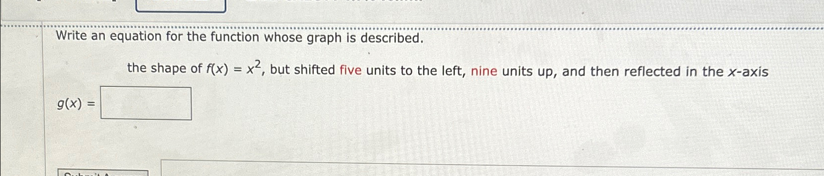 Solved Write an equation for the function whose graph is | Chegg.com