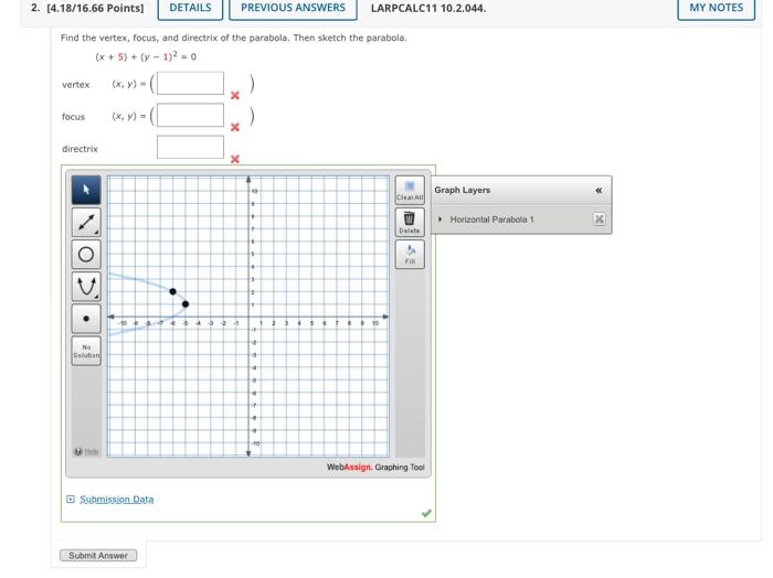 Solved Find the vertex, focus, and directrix of the | Chegg.com