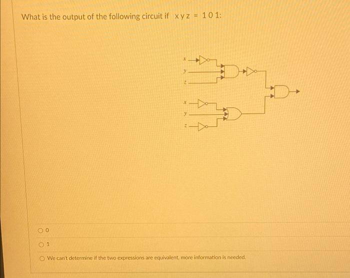 Solved What is the output of the following circuit if xyz = | Chegg.com