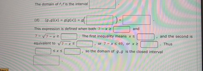 Solved Video Example Example 7 If F X Vx And G X 7 Chegg Com