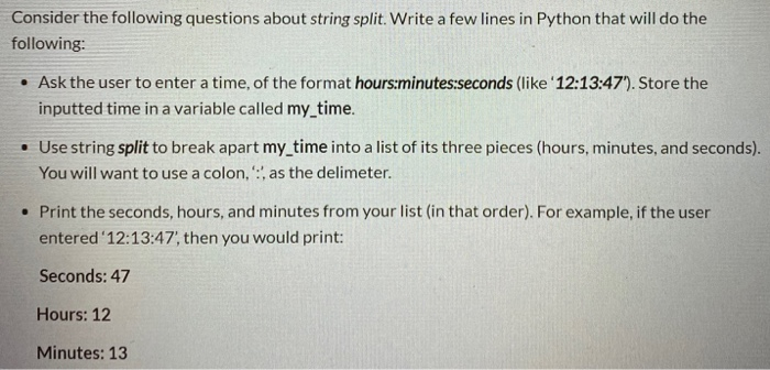 Solved Consider the following questions about string split. | Chegg.com