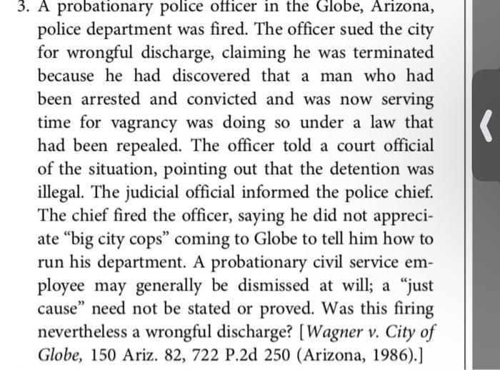 Solved s 3. A probationary police officer in the Globe,