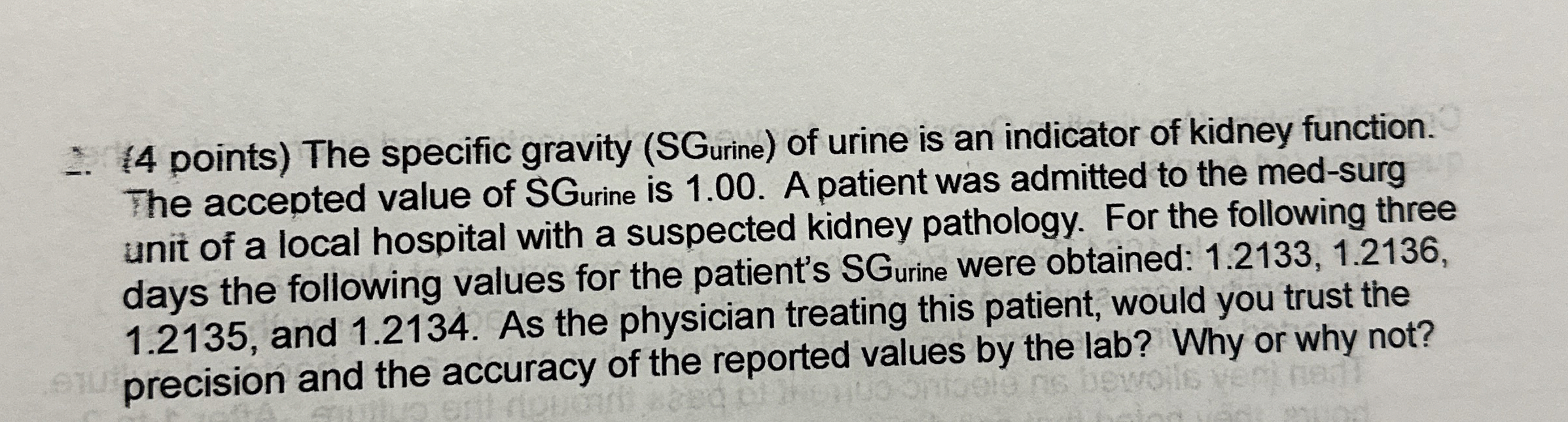 Solved The specific gravity (SGurine) ﻿of urine is an | Chegg.com