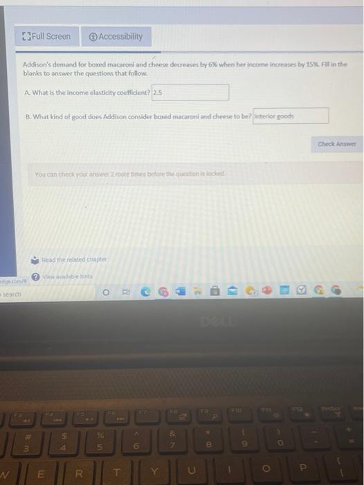 Solved Full Screen Accessibility Addison's demand for boxed | Chegg.com