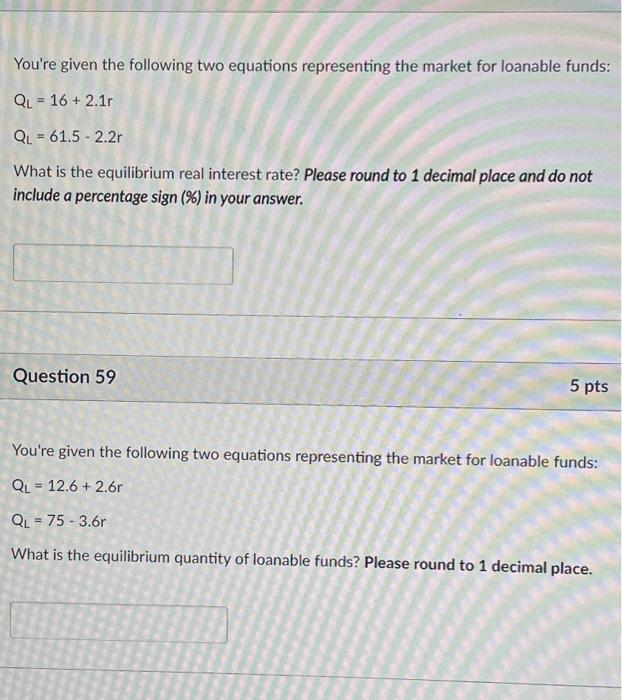 Solved You're given the following two equations representing | Chegg.com