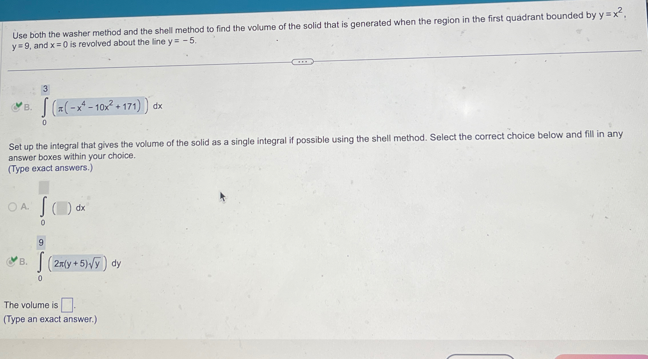 Solved Use both the washer method and the shell method to | Chegg.com