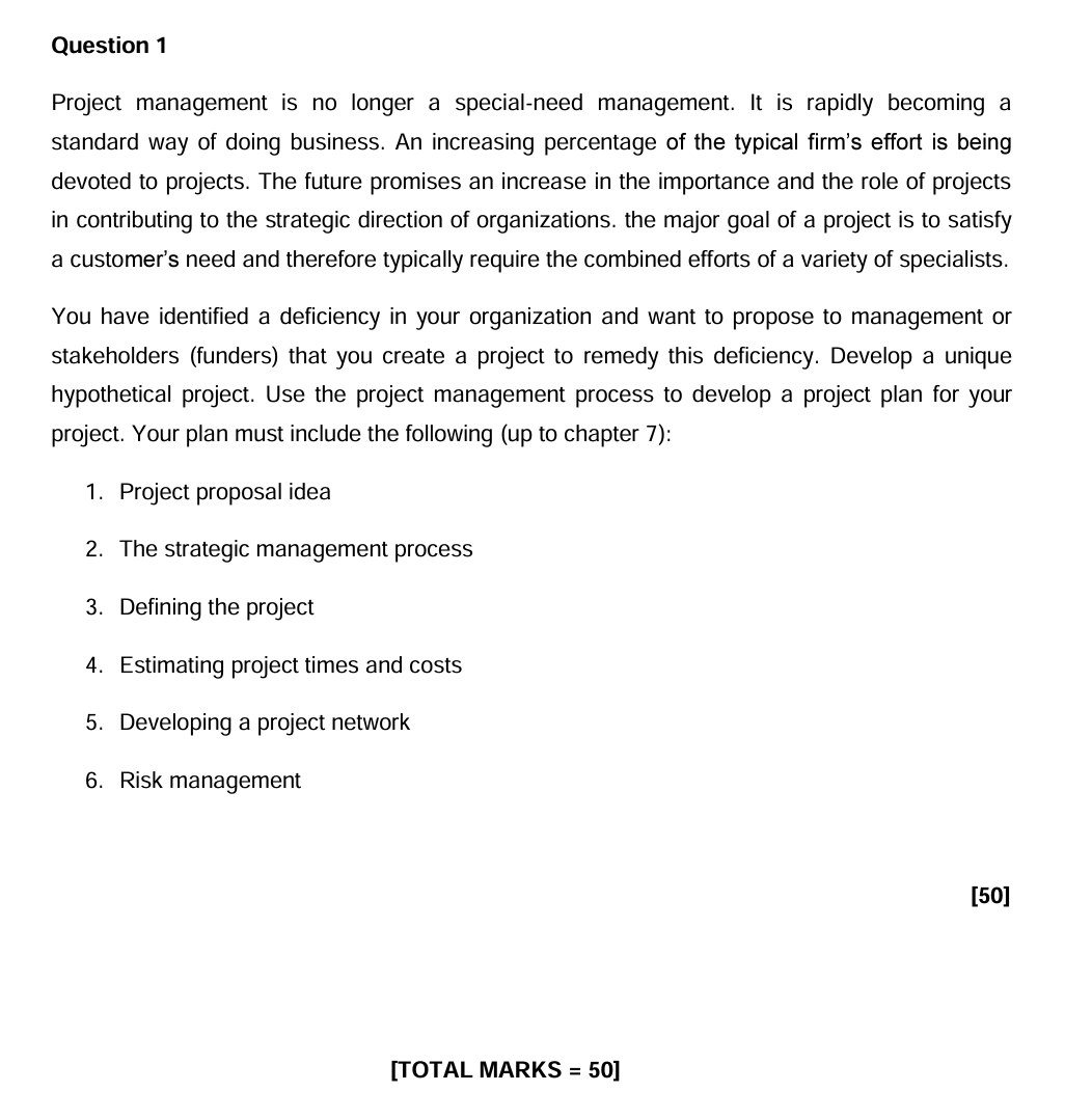 Solved Question 1Project management is no longer a | Chegg.com