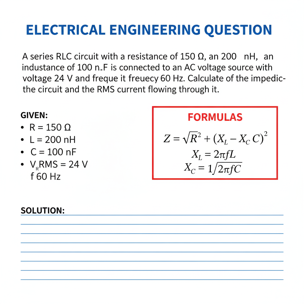 Solved ELECTRICAL ENGINEERING QUESTIONA series RLC ﻿circuit | Chegg.com