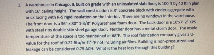 1 A Warehouse In Chicago Il Built On Grade With Chegg Com