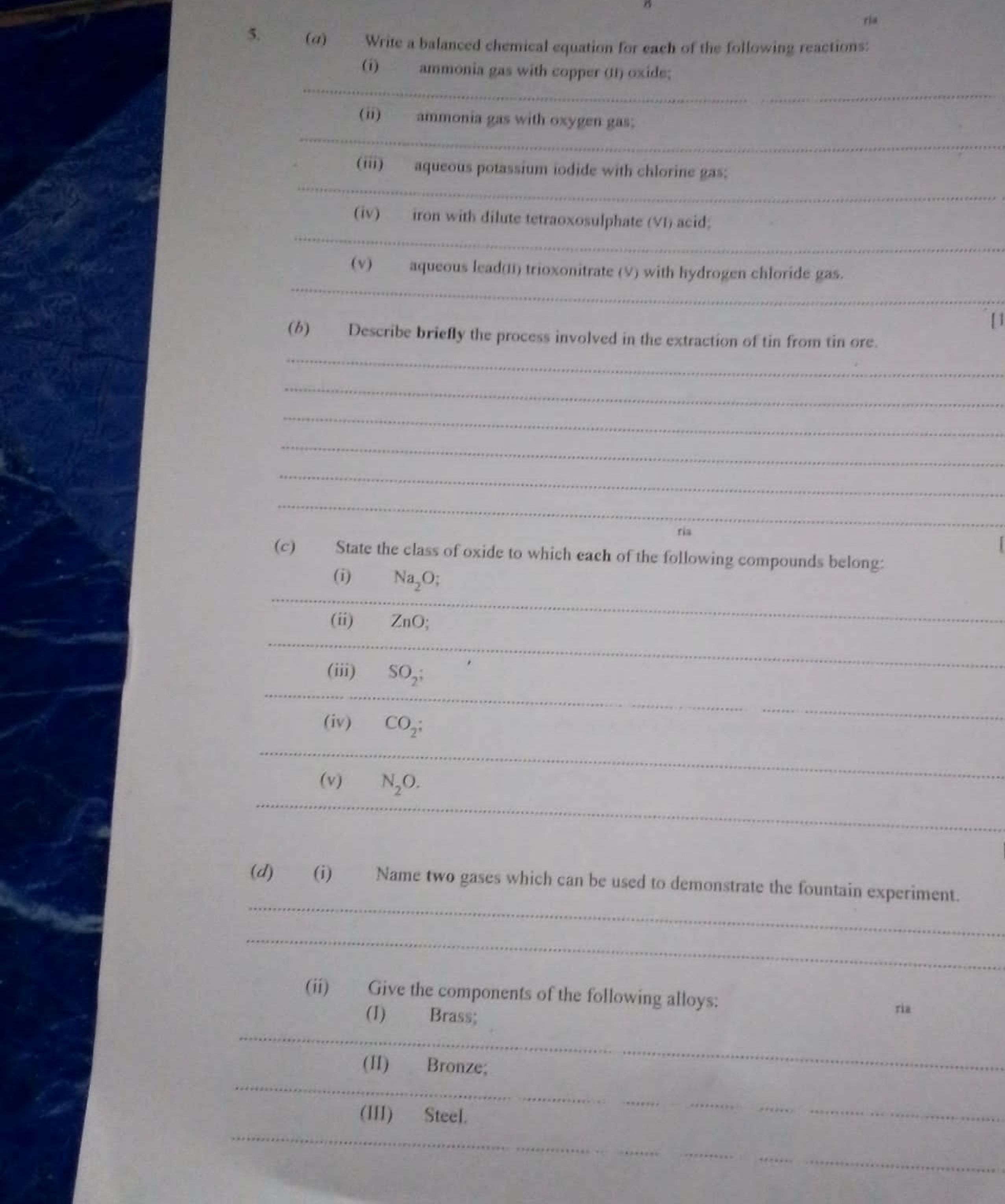 Solved (a) ﻿Write a balanced chemical equation for each of