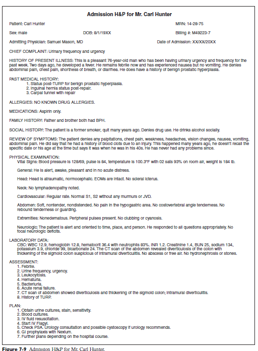 Read the admission H&P for Mr. Carl Hunter shown in Figure... | Chegg.com