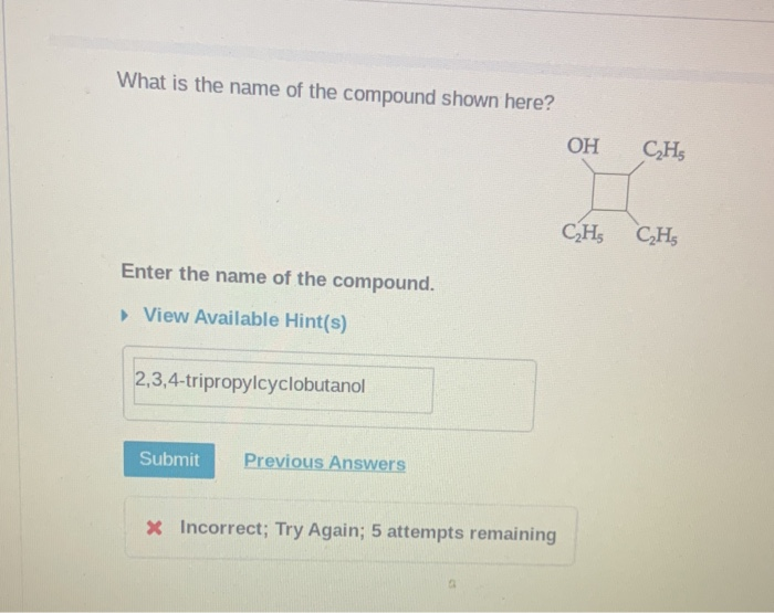 Solved Part B What Is The Name Of The Compound Shown Here? | Chegg.com