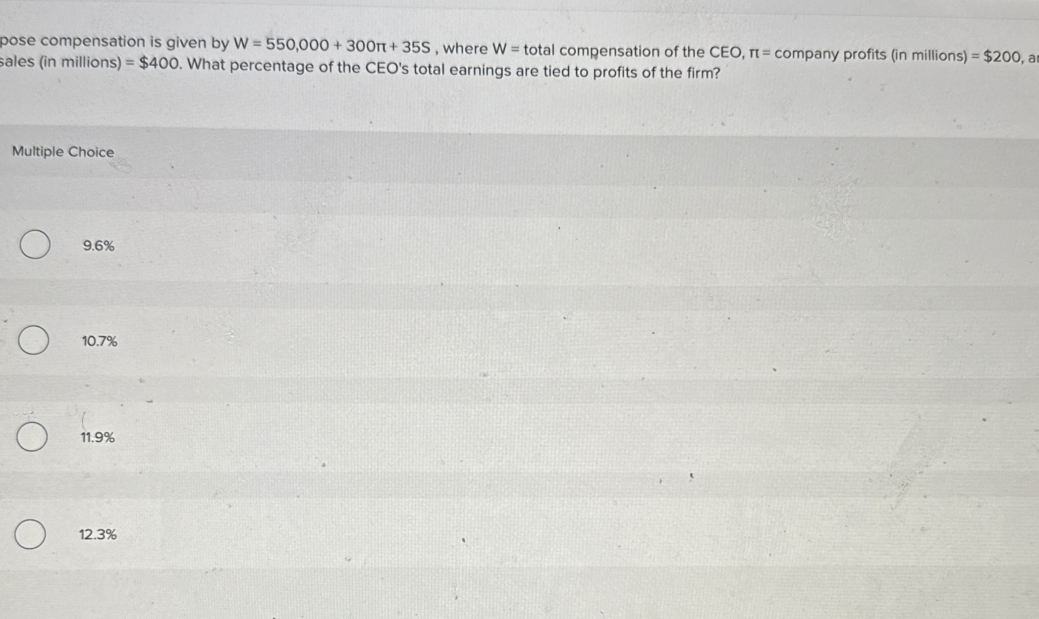 Solved pose compensation is given by W=550,000+300π+35S, | Chegg.com