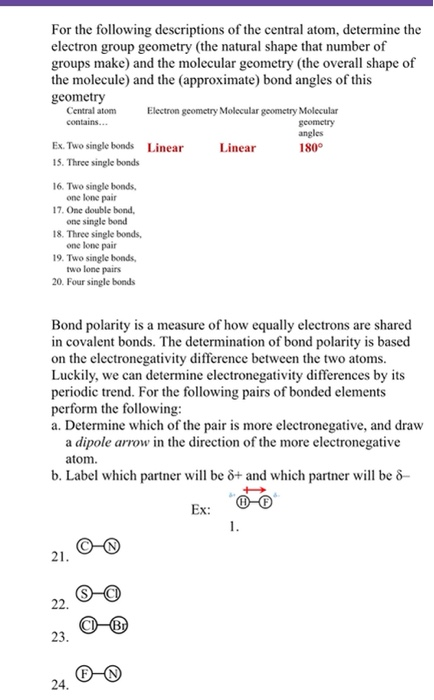 Solved Geometry For The Following Descriptions Of The | Chegg.com