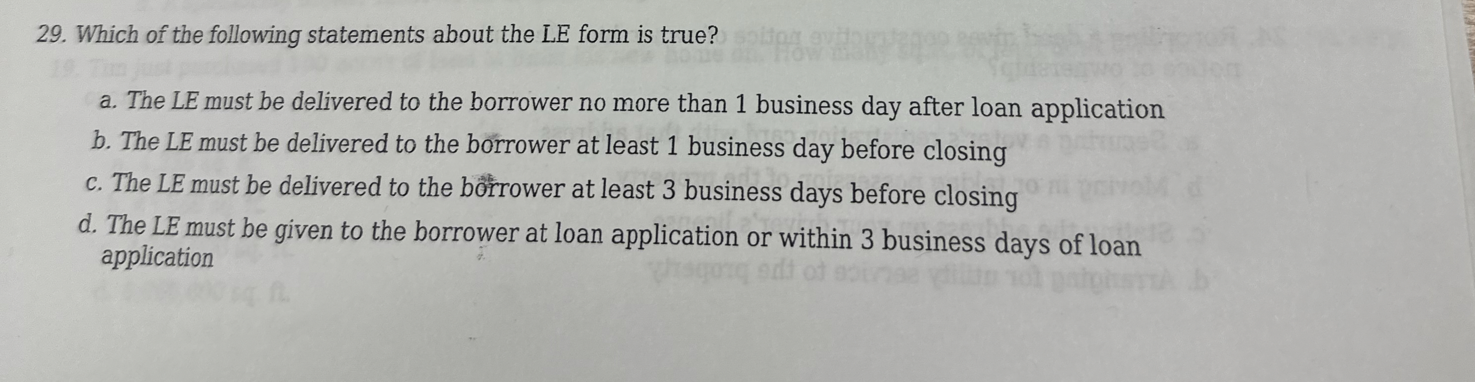Solved Which of the following statements about the LE form | Chegg.com