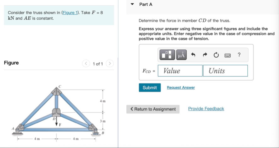Solved Consider the truss shown in (Figure 1). ﻿Take F=8 ﻿kN | Chegg.com