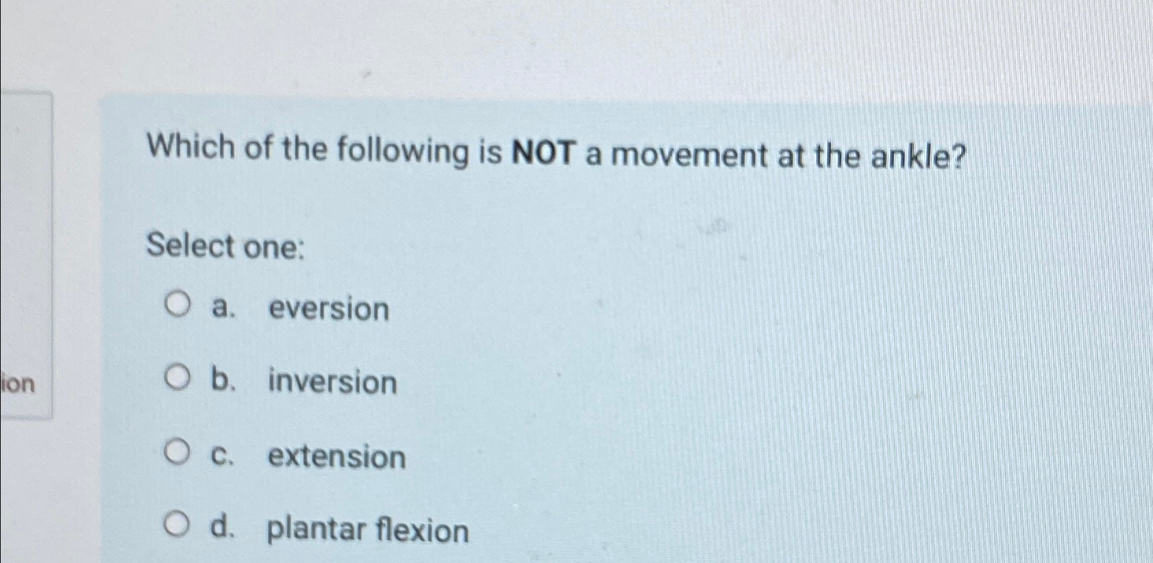 Solved Which of the following is NOT a movement at the | Chegg.com