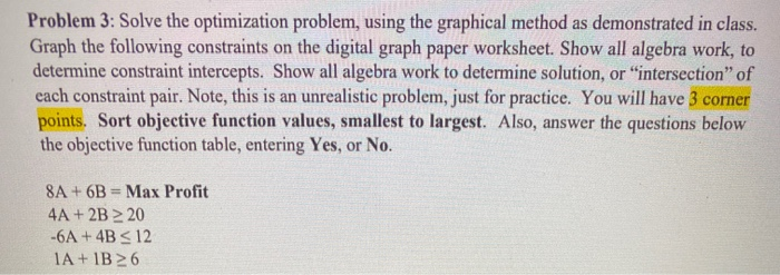 Solved Problem 3: Solve the optimization problem, using the | Chegg.com
