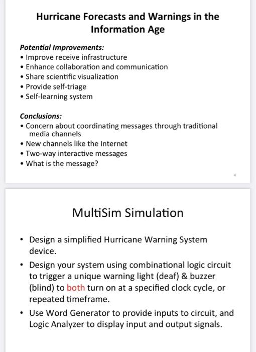 Solved Hurricane Warning System Requirements Design your