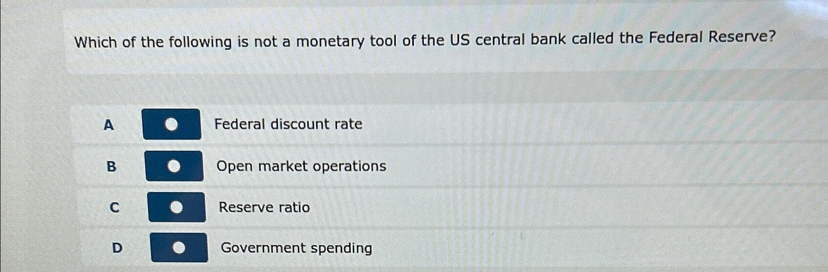 Solved Which of the following is not a monetary tool of the | Chegg.com