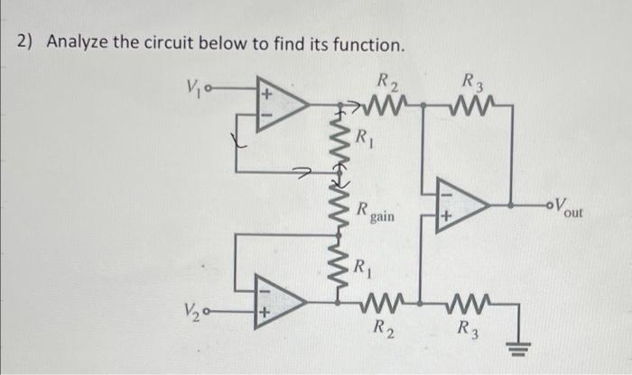Solved 2) Analyze the circuit below to find its function. R2 | Chegg.com